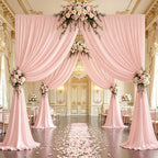 10x12ft Blush Pink Backdrop Curtain Panels for Parties - Wrinkle Free Polyester Photo Curtain Backdrop Wedding Back Drop Fabric Drapes for Party Decorations Background for Photography - Image 4