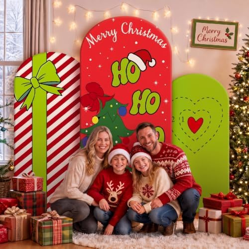 Moukeren 3 Pcs Lime Green Elf Arch Cover 4ft 5ft 6ft Xmas Party Backdrop - Image 3