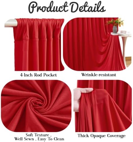 20ft x 10ft Red Backdrop Curtains, 4 Panels Red Drapes for Backdrop - Image 6