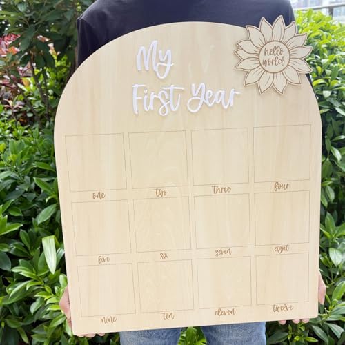 First Year Milestone Photo Board – My First Year Picture Frame, One Year Of Photo Board, Monthly Photo Display for 1st Birthday Party, Baby Room & Nursery Decor Baby Keepsake Gift by AJDVART