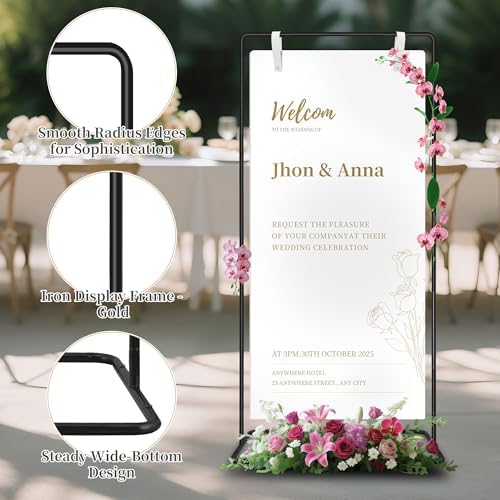 Wedding Welcome Sign Stand Holder - Adjustable Easel for Wedding Signs Stand & Seating Charts, Metal Easel Stand for Sign Reception Display, Black Welcome Hanging Sign Holder for Party, Events - Image 4