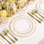 Sylans 350PCS White Gold Plastic Plates Disposable Dinnerware for 50 Guests - Image 6