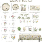 Xynic Wildflower Party Decorations Girl, Flower Themed Birthday, Serve 25 - Image 2