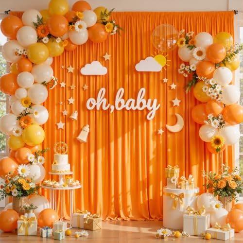 20x10FT Backdrop Curtains with Rod Pockets - Wrinkle Free Photo Stage Backdrop 4 Panels Curtains Drapes for Photography Wedding Party Baby Shower Decorations (Orange) - Image 2