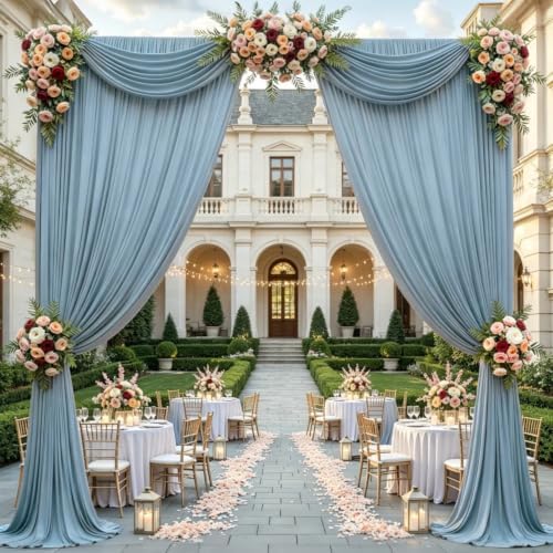 Dusty Blue Backdrop Curtains for Wedding,Wrinkle Free Polyester Photography Backdrop Drapes 8x10FT Photo Backdrop for Baby Shower Birthday Parties Stage Photoshoot Background Decorations Panels - Image 4