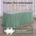 Green Tulle Tablecloth for 6 Ft Rectangle Tables 4-Pack, Ideal for Weddings - Image 6