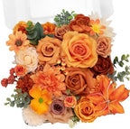 TINGE TIME Fall Artificial Flower Combo, Rose Dahlia Burnt Orange by TINGETIME
