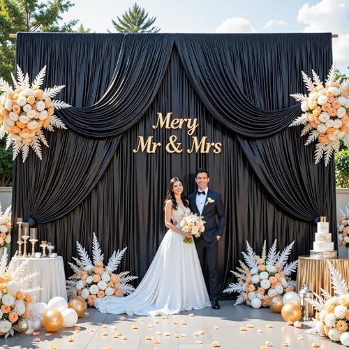 Black Satin Backdrop Curtains 4 Panels - Glitter Photo Drapes for Baby Shower, 20x10FT Shimmer Back Drop Cloth, Wrinkle Free for Birthday Party Prom Wedding Photoshoot Background - Image 7