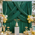 gogoparti 20x12ft Hunter Green Backdrop Curtain for Wedding Parties, 4 Panels (5x12 ft Each) Wrinkle-Free Dackdrop Curtains, Silky Draping Fabric for Birthday Party, Baby Shower, Photo Background by Gogoparti