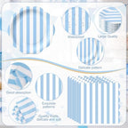 Funnymoom 434 Pcs Blue Striped Party Decorations Scalloped Plates Serves 48 - Image 2