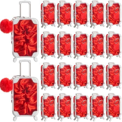 LemonRoad 60 Pcs Mini Empty Suitcase Box with Plush Keychain, Red by Unknown