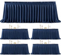 4 Panels Navy Blue Desk Skirt for Teacher Desk 6ft Table Skirts for Rectangle Tables 6ft Spandex Curtain Table Skirt for Classroom Ruffle Fabric Tablecloth for Party Wedding Baby Shower Decorations by Tao-GePartyDecorations