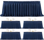 4 Panels Navy Blue Desk Skirt for Teacher Desk 6ft Table Skirts for Rectangle Tables 6ft Spandex Curtain Table Skirt for Classroom Ruffle Fabric Tablecloth for Party Wedding Baby Shower Decorations by Tao-GePartyDecorations