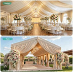 2 Panels 5ft(W) x 20ft(L) Soft Tan Ceiling Drapes for Wedding Parties - Image 5