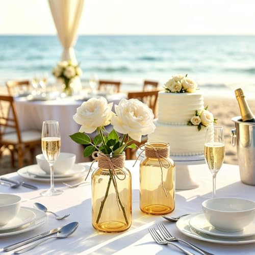 12Pack Mason Jars for Centerpiece Glass Flower Bud Vase Gold Vases - Image 5