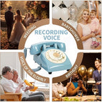 Audio Guest Book Wedding Phone,32GB Memory Customized Audio Messages, Volume Adjustable, with Message Replay Feature, Suitable for All Kinds of Party(Blue+Golden Sign) - Image 7