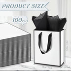 Yeaqee 100 Pcs Metallic Paepr Gift Bags Bulk with Handles,White Black - Image 2