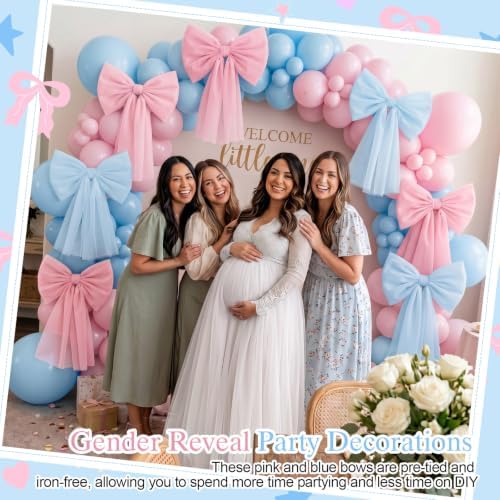 6 Pcs Large Pink and Blue Mesh Bows for Backdrop 31.5"x19.7" - Image 6