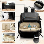 Omanmoli Diaper Bag Backpack Baby Diaper Bag Leather with 17 Diaper Bag Organizing Pouches,Changing Pad,Stroller Straps,4 Insulated Pockets,Black - Image 3