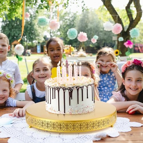 Wenqik Gold Metal Cake Stand 18 Inch with Cutting & Spatula - Image 6