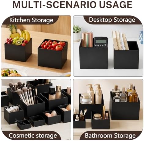 White Acrylic Buffet Risers with Mini Sign and Marker, Food Risers Display Stands for Buffet Table Party Catering Dessert Jewelry Collectibles,Acrylic Cube Nesting Boxes with Hollow Bottoms (10" 9" 8" 7" 6" 5" 4" 4" 3" 3"（Black）) - Image 6