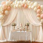 Champagne Backdrop Curtains 8 Panels - Wrinkle-Free Polyester Photography Drapes for Baby Shower & Birthday Party - 32 X 10FT - Image 2