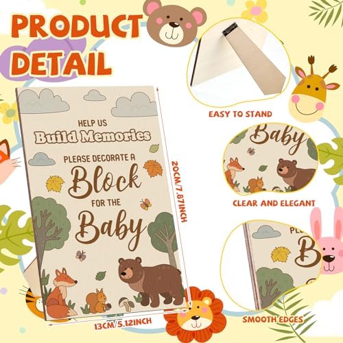 Watersay 53 Pcs Baby Shower Games Wooden ABC Letter Blocks DIY Kit, Animal - Image 2