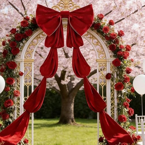 Luxury Giant Velvet Bow Decor Oversized Wall Bow Decorations Bow Decorative for Room Wall Party Birthday Backdrop Baby Shower Decor Front Door Patio Outdoor Wedding Arch - Image 5
