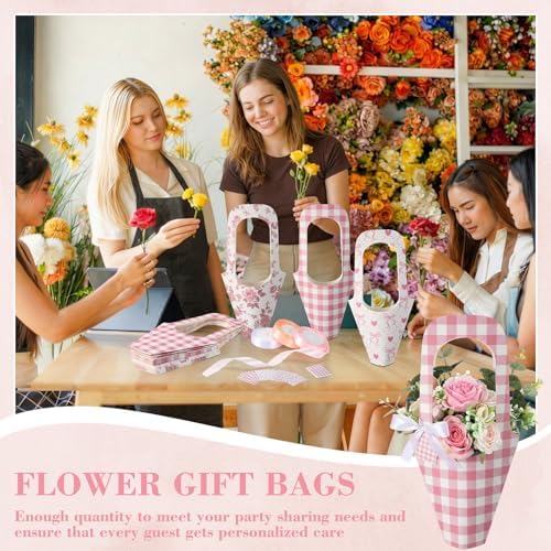 FunooFuno 48 Set Flower Bouquet Holder Flower Bags for Bouquets with Handle - Image 6