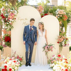 Beige Arch Backdrop Cover 7.2FT 6FT Spandex Arch Covers Stretchy Backdrop Set of 2, Double-Layer Wrinkle Free Wedding Arch Stand Cover Party Backdrop Curtains for Baby Shower Birthday Party Decoration - Image 2
