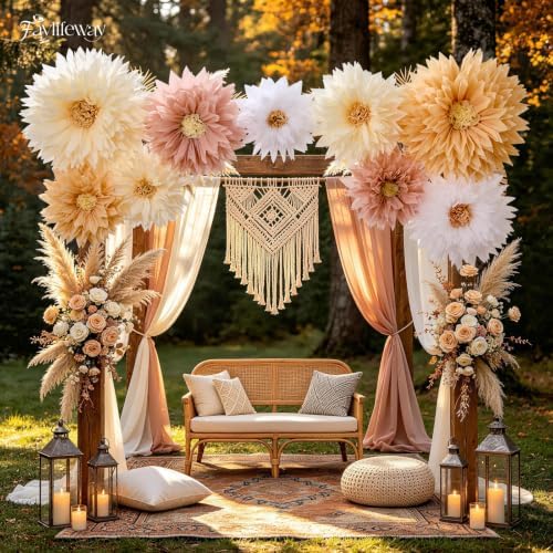 Faylifeway Large Paper Flowers for Wall Decor Wedding Party Backdrop (Boho) - Image 3