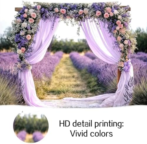 10X8FT Wedding Photography Backdrop Purple Lavender Floral Bridal Backdrop Anniversary Ceremony Wall Background Flower Girl Birthday Party Decorations Baby Shower Banner Mother's Day Photo Booth Props - Image 7