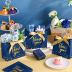 Jetec 45 Pcs Mini Thank You Gift Bag with Handle, Business Blue/gold - Image 2