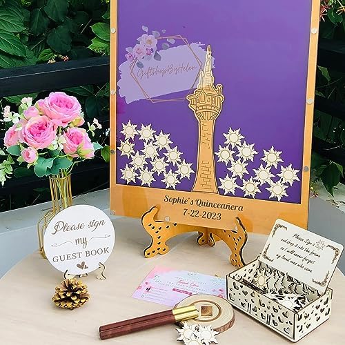 Guest Book Alternative Drop Box Frame Quinceanera, Purple Princess Tower - Image 2