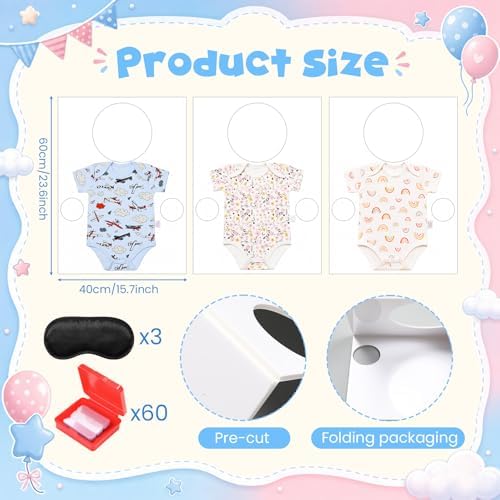 Outus 3 Sets Feed Me Baby Shower Games for Large Groups, Baby Clothes, Kt Boards, Blindfolds, 60 Adhesive Tape, Funny Hilarious Gender Reveal Activity for Guests Party Supplies (Classic) - Image 3