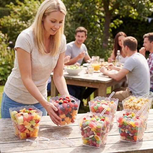 61 oz 6 Clear Plastic Candy Bar Containers with 3 Scoops Tongs - Image 4