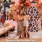 Boho Cheetah Print Balloon Arch Kit with Palm Leaf Fan Pampas Grass, 6ft Leopard Print Backdrop Cover 154 Pcs Balloon Garland, Pink Cheetah Birthday Decorations for Wedding Baby Shower Girls Women - Image 4