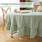 Sage Green White Gingham Tablecloth Round Dia.90” - Image 5