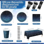Funnymoom 452 Pcs Galaxy Party Decorations for 50, Starry Night Theme Paper Plates Napkins Cups Tablecloth Cutlery Straws for Outer Space Theme Birthday Bridal Baby Shower Party Decorations Supplies - Image 2