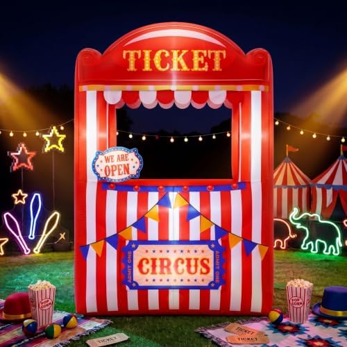 Soulchen 6x5 Ft Inflatable Carnival Ticket Booth with LED and Blower by Soulchen