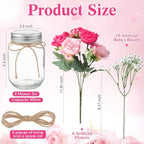 Zeyune 6 Sets Mason Jar Flowers Centerpiece Table Decorations,Pink Mix - Image 3