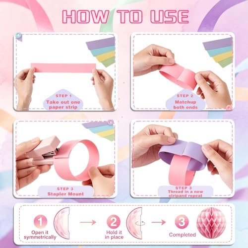 Pastel Paper Chain Garland Strips with 492ft Crepe Paper Streamers - Image 3