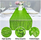 6PCS 12x72 Inch Sequin Table Runner Light Green Glitter Table Runner for Party, Wedding, Bridal Baby Shower, Event Decorations（6PCS, 12x72 Inch, Light Green） - Image 3