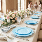 COLOSUS 60PCS Blue Plastic Plates for Party, Hard Disposable Plastic Plates - Image 4