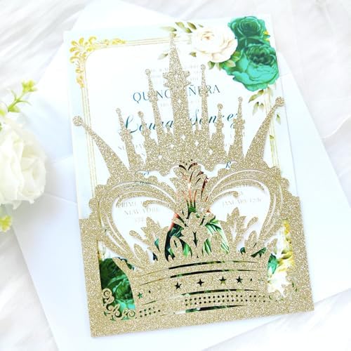 20 sets Laser Cut Crown wedding invitation pockets,Quinceañera Invitations, Sweet 16 Invitations,1 birthday invitations,and etc. - Image 6
