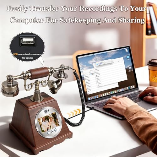 Video Audio Guest Book Wedding Phone, 3.5” 1080P Video Guestbook Phone for Wedding, Bridal Shower, Birthday Party, Baby Shower, Anniversary Engagement (Wood-Toned Brown) - Image 4