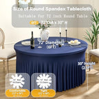 8 Pack Navy Blue Spandex Round Tablecloths for 72inch Table, Wrinkle Free 132in Stretchy Fitted 6ft Tablecloths, Round Table Clothes Covers with Skirt for Wedding Birthday Parties Banquet - Image 6