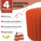 HeiMma 4 Pack Buffet Risers, Foldable Accordion Food Display Risers with Acrylic Disc, Dessert Table Display Set, Cardboard Paper Cupcake Cake Stand for Party Cylinder Stands for Parties Drink Collectibles Jewelry Figures, Multi-height, Red - Image 5