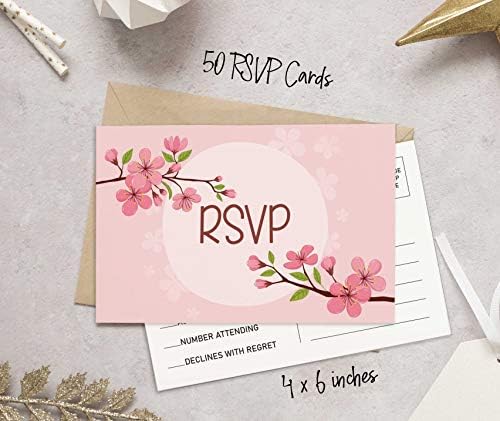 50 Blank RSVP Cards,RSVP Postcards No Envelopes Needed,Floral Print Response Card,RSVP for Wedding,Baby Shower,Bridal Shower - Image 4