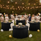 Fitted Black Spandex Table Skirts for Wedding Party,72 Inch Round,4 Pack - Image 2